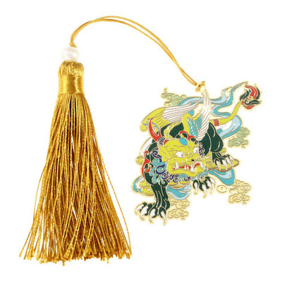 Új kínai stílusú retro mitikus könyvjelző bojtárral Kreatív fém üreges sárkánytigris könyvkapcs Diák ajándék irodaszerek