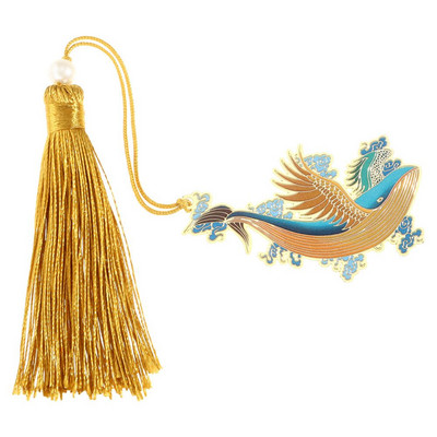 Új kínai stílusú retro mitikus könyvjelző bojtárral Kreatív fém üreges sárkánytigris könyvkapcs Diák ajándék irodaszerek