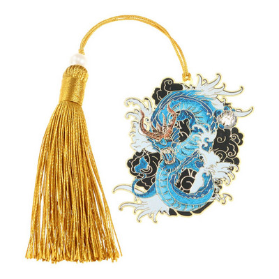 Új kínai stílusú retro mitikus könyvjelző bojtárral Kreatív fém üreges sárkánytigris könyvkapcs Diák ajándék irodaszerek