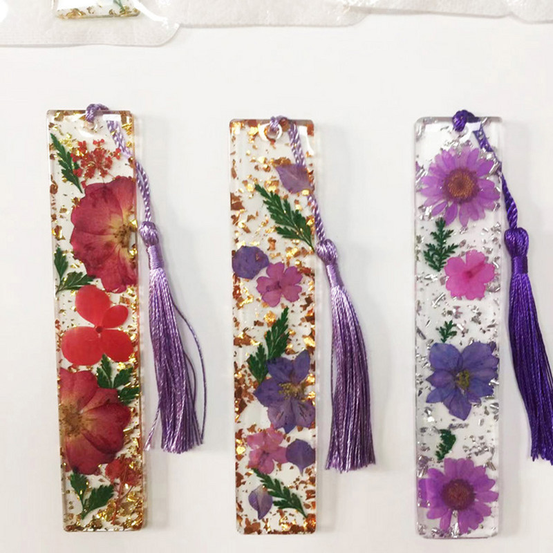 Semn de carte din folie de aur cu flori Drop Gum Semn de carte din rășină transparentă Frumoasa pagină de carte Mark Papetarie studentă