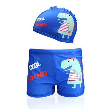 2023 Бебешки летни бански гащета със сладък анимационен принт Детско плажно облекло Детски бански костюм Dinasour Момчета Бански гащета с шапка