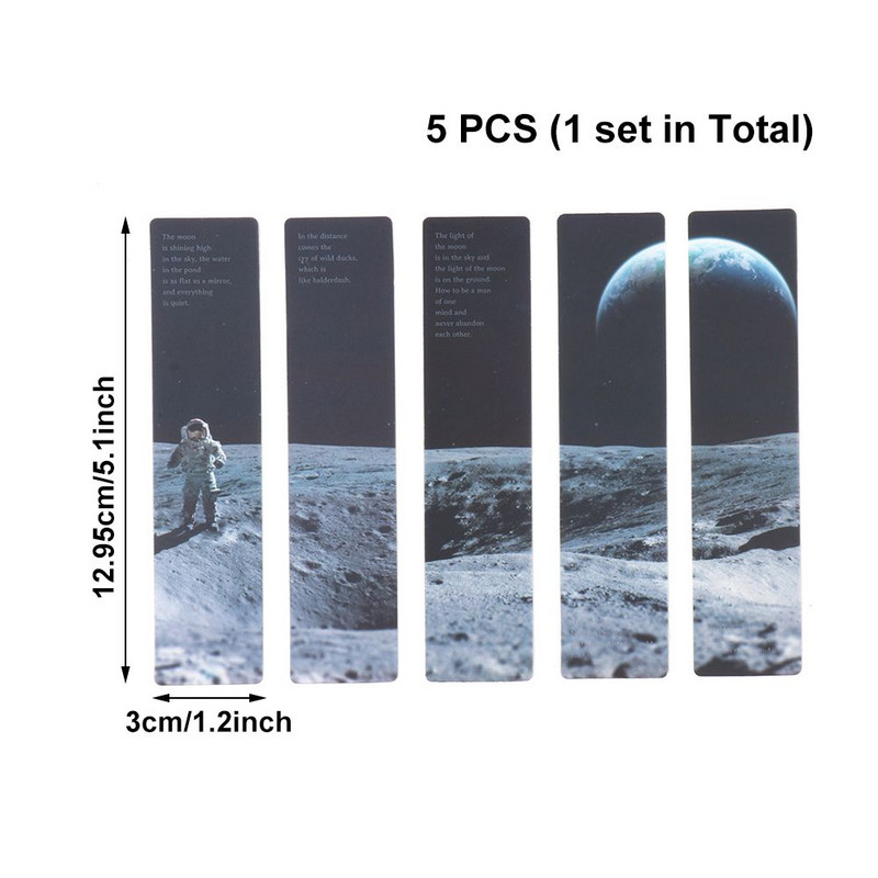 5PCS Galaxy Pattern Series Grāmatzīmes Ūdensnecaurlaidīgs lapas klipu lappušu marķieri Radošs grāmatu marķieru komplekts skolēnu skolas piederumiem