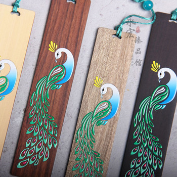 Πολύχρωμοι σελιδοδείκτες σανταλόξυλου ζωγραφικής, ξύλινοι σελιδοδείκτες από μπλε παγώνι Kawaii, δώρα γραφικής ύλης για δασκάλους και μαθητές