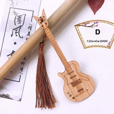 Oznake od prirodnog bambusa s resicama. Vintage oznake za gitaru i bas za ljubitelje čitanja knjiga DIY darovi za rukotvorine Pokloni