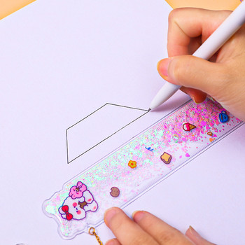 Oil Quicksand Bookmark Ruler Cute Girl Ruler Висулка за учене Мултифункционални студентски канцеларски материали kawaii Book Marks Ruler 15cm