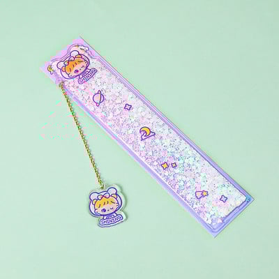 Uljni živi pijesak ravnalo za oznake Slatka djevojčica ravnalo privjesak za učenje višenamjenski studentski pribor kawaii ravnalo za oznake za knjige 15 cm