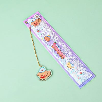 Uljni živi pijesak ravnalo za oznake Slatka djevojčica ravnalo privjesak za učenje višenamjenski studentski pribor kawaii ravnalo za oznake za knjige 15 cm