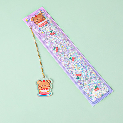 Uljni živi pijesak ravnalo za oznake Slatka djevojčica ravnalo privjesak za učenje višenamjenski studentski pribor kawaii ravnalo za oznake za knjige 15 cm