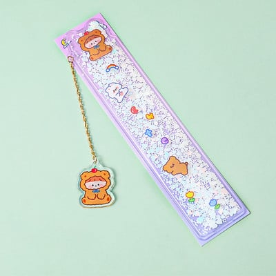 Uljni živi pijesak ravnalo za oznake Slatka djevojčica ravnalo privjesak za učenje višenamjenski studentski pribor kawaii ravnalo za oznake za knjige 15 cm