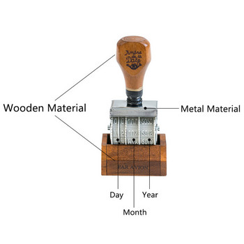 Винтидж дървен печат с дата, месец, година, дата, ролкови печати Направи си сам, дневник, бележник, декоративни консумативи за хоби, занаяти