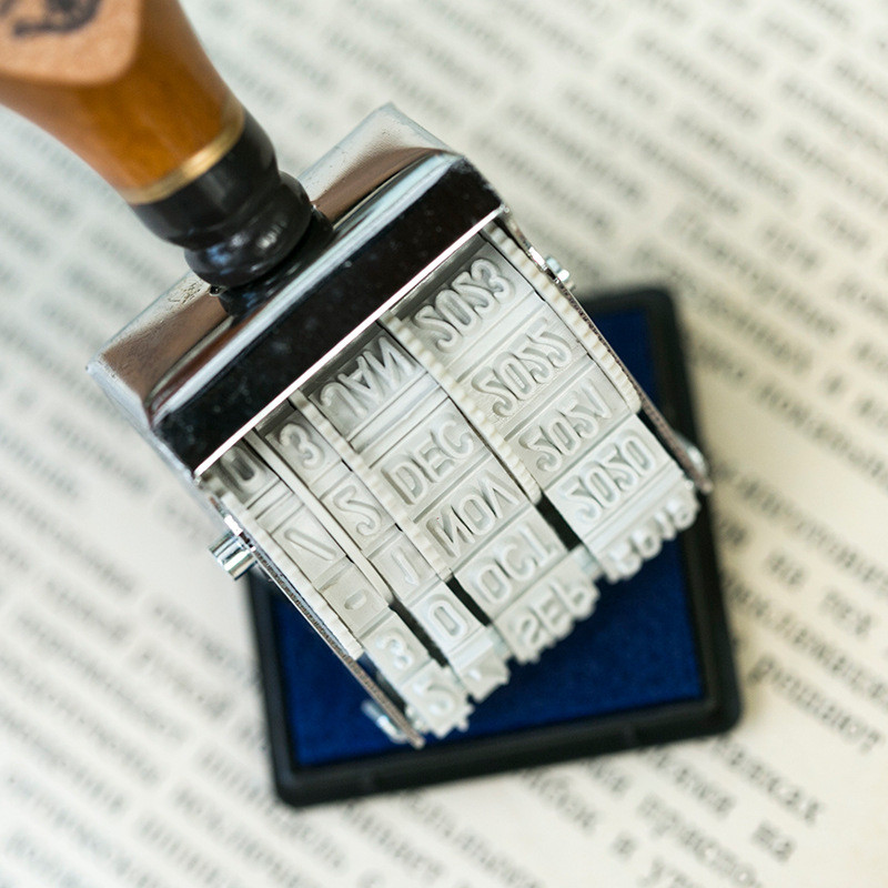 Vintage fa dátumbélyegző hónap év dátum görgős bélyegek barkácsnapló jegyzetfüzet dekoratív hobbi kézműves kellékek