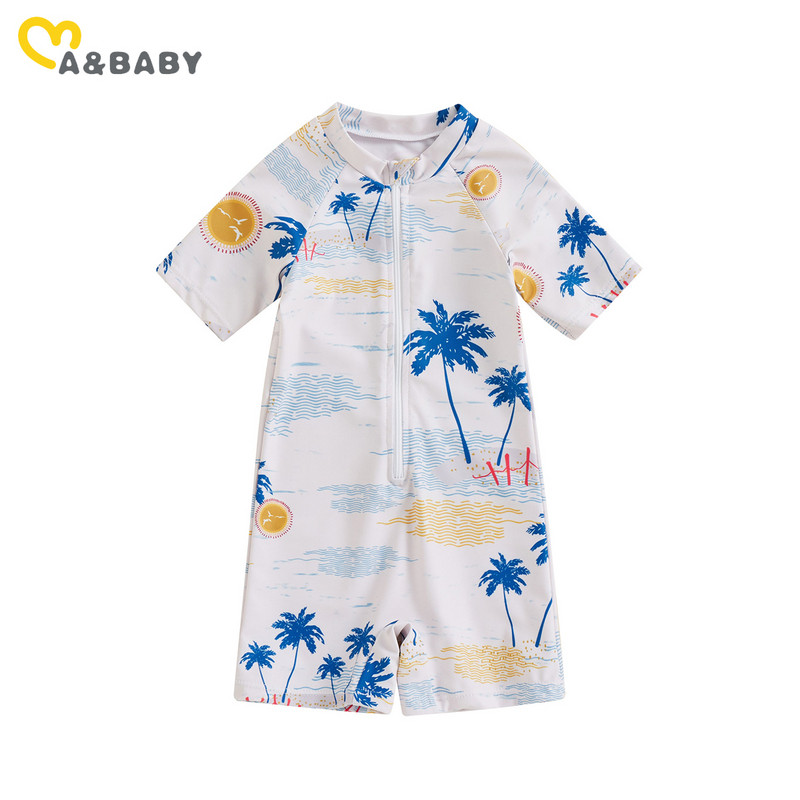 ma&baby 0-4ani Copil Sugar Copil Bebeluş Băiat Costum de baie cu imprimeu arbore de cocos Costum de baie cu mânecă scurtă Costum de baie de vară