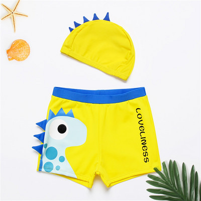 Detské plavky pre chlapcov, kreslené dinosaury, plavecké šortky pre batoľatá, plážové plavky s plávacou čiapkou, 2 ks, bikiny