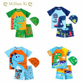 Dječji trodijelni kupaći kostim s printom dinosaura Kupaći kostim za dječake Dječji kupaći kostim s crtićima 2023. Dječji kupaći kostim kratkih rukava