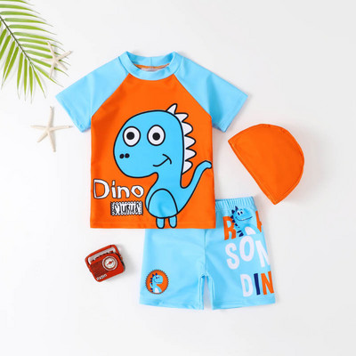 Dječji trodijelni kupaći kostim s printom dinosaura Kupaći kostim za dječake Dječji kupaći kostim s crtićima 2023. Dječji kupaći kostim kratkih rukava