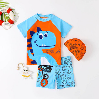 Dječji trodijelni kupaći kostim s printom dinosaura Kupaći kostim za dječake Dječji kupaći kostim s crtićima 2023. Dječji kupaći kostim kratkih rukava