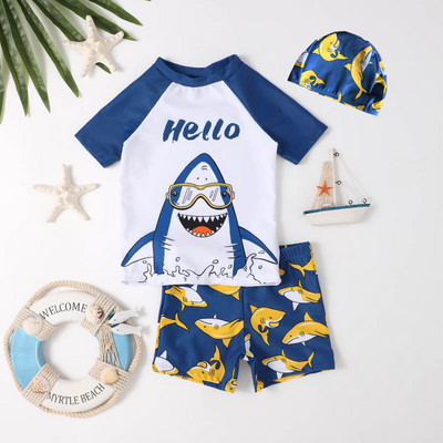 Dječji trodijelni kupaći kostim s printom dinosaura Kupaći kostim za dječake Dječji kupaći kostim s crtićima 2023. Dječji kupaći kostim kratkih rukava