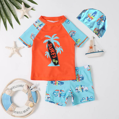 Dječji trodijelni kupaći kostim s printom dinosaura Kupaći kostim za dječake Dječji kupaći kostim s crtićima 2023. Dječji kupaći kostim kratkih rukava