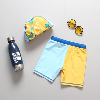 2023 Outdoor Letter Бебешки дрехи за къпане Спортни плажни детски бански костюми Летни бански шорти за момче Шапка 2 бр. Детски бански костюми