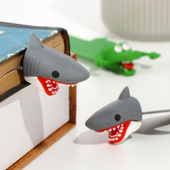 Δημιουργικός 3D στερεοφωνικός σελιδοδείκτης Κινούμενα σχέδια Κλιπ βιβλίου μαρκαδόρου Kawaii Shark Crocodile Σελιδοδείκτης σελίδων Παιδικά δώρο Σχολικά είδη γραφικής ύλης