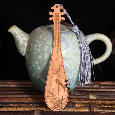 Kineski stil Klasična crvena drvena rezbarija Pipa knjižne oznake Cvijet Ptica Držač knjiga Studenti Pribor za čitanje Pokloni Pribor