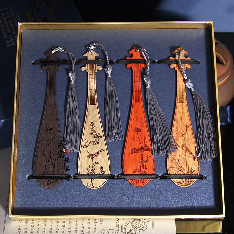 Kineski stil Klasična crvena drvena rezbarija Pipa knjižne oznake Cvijet Ptica Držač knjiga Studenti Pribor za čitanje Pokloni Pribor