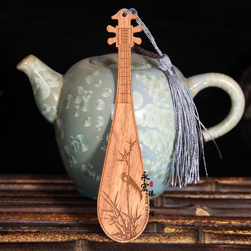 Kineski stil Klasična crvena drvena rezbarija Pipa knjižne oznake Cvijet Ptica Držač knjiga Studenti Pribor za čitanje Pokloni Pribor