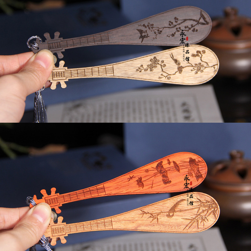 Kineski stil Klasična crvena drvena rezbarija Pipa knjižne oznake Cvijet Ptica Držač knjiga Studenti Pribor za čitanje Pokloni Pribor