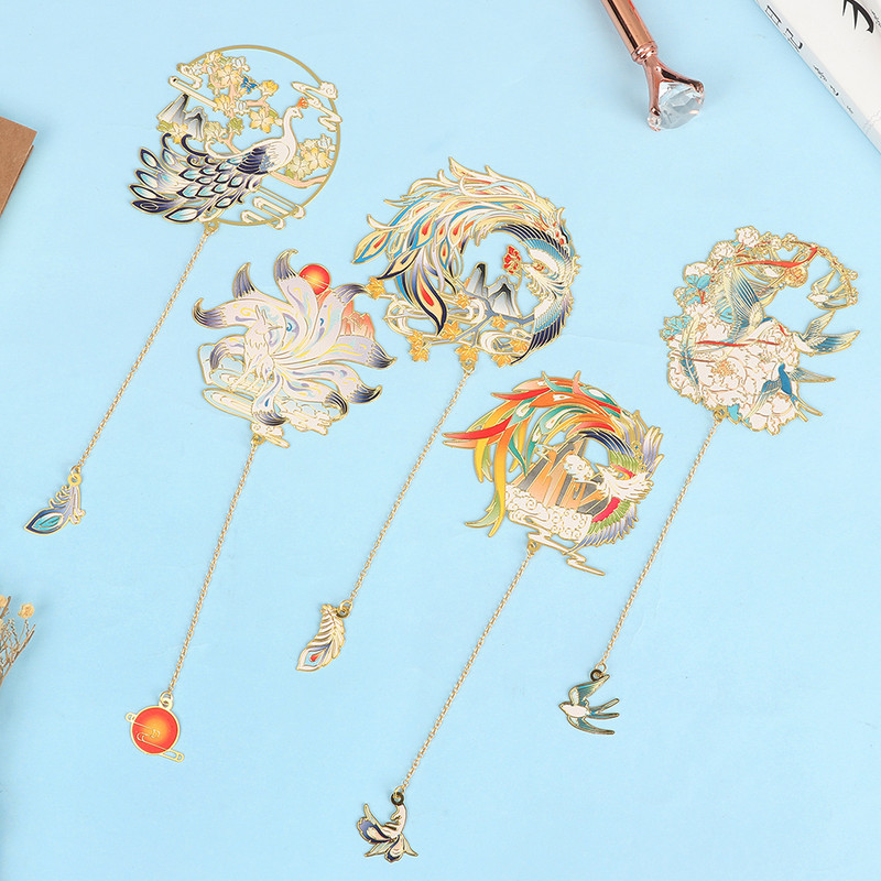 Mjedena knjižna oznaka kineskog stila Privjesak s kićankama Retro stezaljka za knjige Metalna oznaka stranice Poklon za učenike Uredski pribor za školu