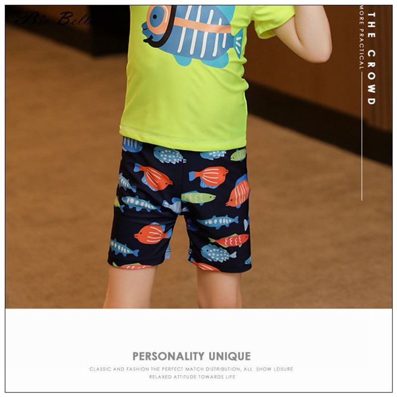 Καλοκαιρινό μωρό αγόρι μαγιό 2-10 ετών Παιδικά αγόρια Καπέλο+παντελόνι+μπλουζάκια για κολύμπι Ψάρια κινούμενα σχέδια Παιδικά Biy Μαγιό Quick Dry για αγόρια