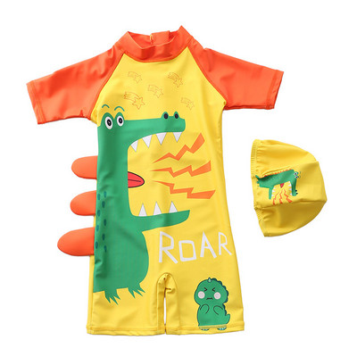 Baby Boys One Piece Καπέλα μαγιό 2 τμχ Σετ Μαγιό Cartoon Dinosaur Suit Αντηλιακό για αγόρια Μαγιό Παιδικά Κοριτσίστικα μαγιό