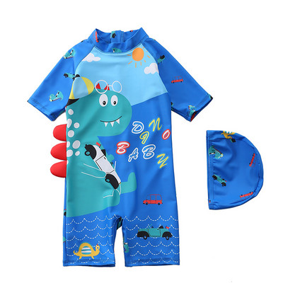 Baby Boys One Piece Καπέλα μαγιό 2 τμχ Σετ Μαγιό Cartoon Dinosaur Suit Αντηλιακό για αγόρια Μαγιό Παιδικά Κοριτσίστικα μαγιό