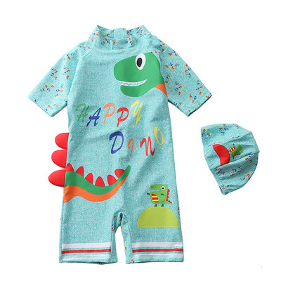 Baby Boys One Piece Καπέλα μαγιό 2 τμχ Σετ Μαγιό Cartoon Dinosaur Suit Αντηλιακό για αγόρια Μαγιό Παιδικά Κοριτσίστικα μαγιό