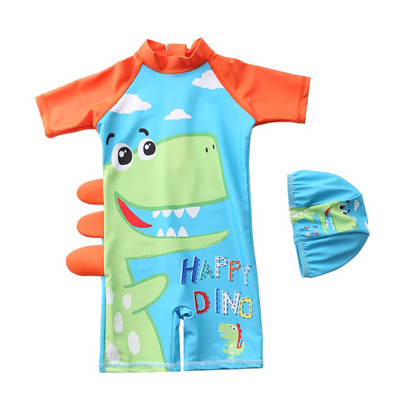 Baby Boys One Piece Καπέλα μαγιό 2 τμχ Σετ Μαγιό Cartoon Dinosaur Suit Αντηλιακό για αγόρια Μαγιό Παιδικά Κοριτσίστικα μαγιό