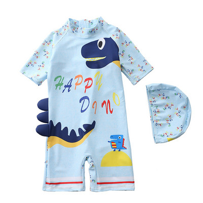 Baby Boys One Piece Καπέλα μαγιό 2 τμχ Σετ Μαγιό Cartoon Dinosaur Suit Αντηλιακό για αγόρια Μαγιό Παιδικά Κοριτσίστικα μαγιό