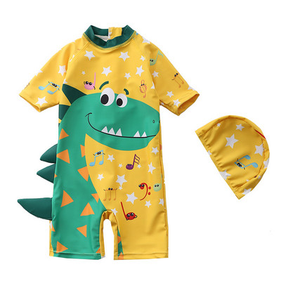 Baby Boys One Piece Καπέλα μαγιό 2 τμχ Σετ Μαγιό Cartoon Dinosaur Suit Αντηλιακό για αγόρια Μαγιό Παιδικά Κοριτσίστικα μαγιό