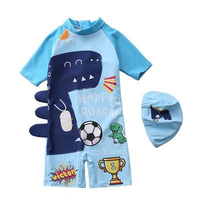 Baby Boys One Piece Καπέλα μαγιό 2 τμχ Σετ Μαγιό Cartoon Dinosaur Suit Αντηλιακό για αγόρια Μαγιό Παιδικά Κοριτσίστικα μαγιό