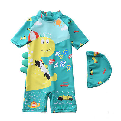 Baby Boys One Piece Καπέλα μαγιό 2 τμχ Σετ Μαγιό Cartoon Dinosaur Suit Αντηλιακό για αγόρια Μαγιό Παιδικά Κοριτσίστικα μαγιό