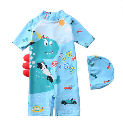 Baby Boys One Piece Καπέλα μαγιό 2 τμχ Σετ Μαγιό Cartoon Dinosaur Suit Αντηλιακό για αγόρια Μαγιό Παιδικά Κοριτσίστικα μαγιό