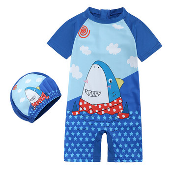 2022 Нови новости Бански костюми за бебешки динозаври Детски дрехи за малки момчета Целен бански костюм за момичета + шапка Бикини Костюм Бански костюм