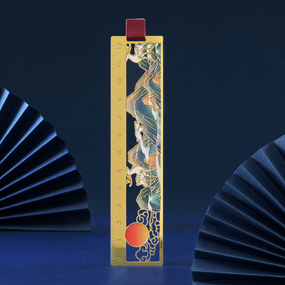 Δημιουργικοί σελιδοδείκτες Κινέζικο στυλ Κοίλο σελιδοδείκτη Μεταλλικό ορειχάλκινο φωτιστικό πίνακα σελιδοδείκτης Δώρο Βιβλιοθήκη Mountain Crane Deer Lotus