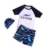 2022 nyári új fiús fürdőruha szett Rajzfilm cápamintás fürdőruha Gyermek fürdőruha Rövid ujjú Kid Boys Rash Guards 2-9T