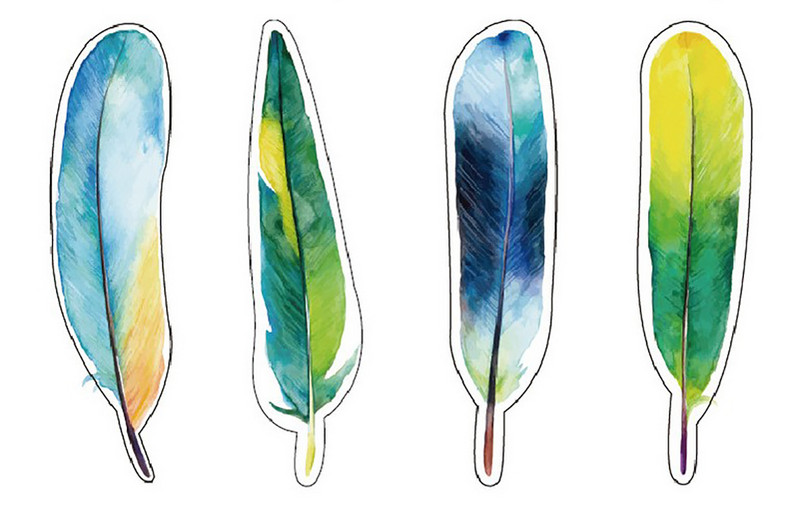 30db Flying Bird sorozat Könyvjelző papír Kreatív különleges formájú tollas kártya Üzenet cetlik Gyerekek Olvasó Üzenetkártya