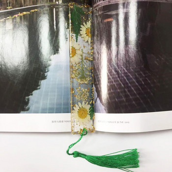 Отметки от смола от изсушени цветя Естествени прозрачни орнаменти за читатели Учители Маркери за книги Щипка за книги Ученици Канцеларски материали