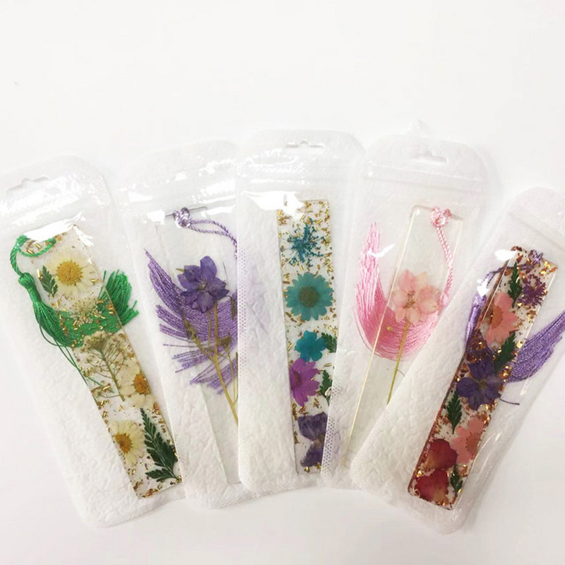 Szárított virággyanta Könyvjelzők Természetes átlátszó díszek olvasóknak Tanárok Könyvjelzők Könyvkapcsok Diákok írószerek