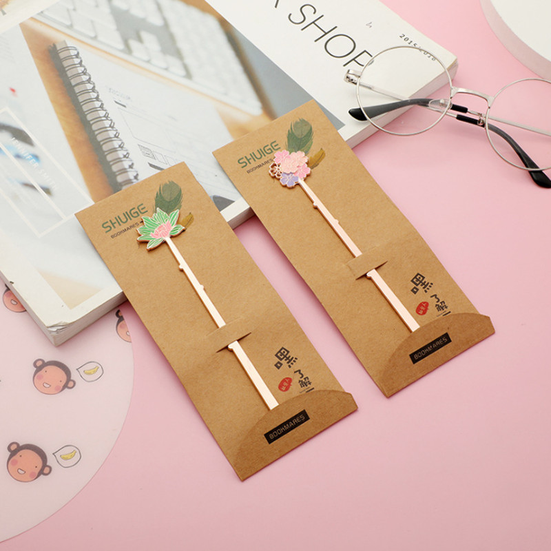 Kawaii Bookmark Exquisite Lotus Metalni slatki dodaci Knjiga Oznaka stranice Mapa Ured Školski pribor Pribor