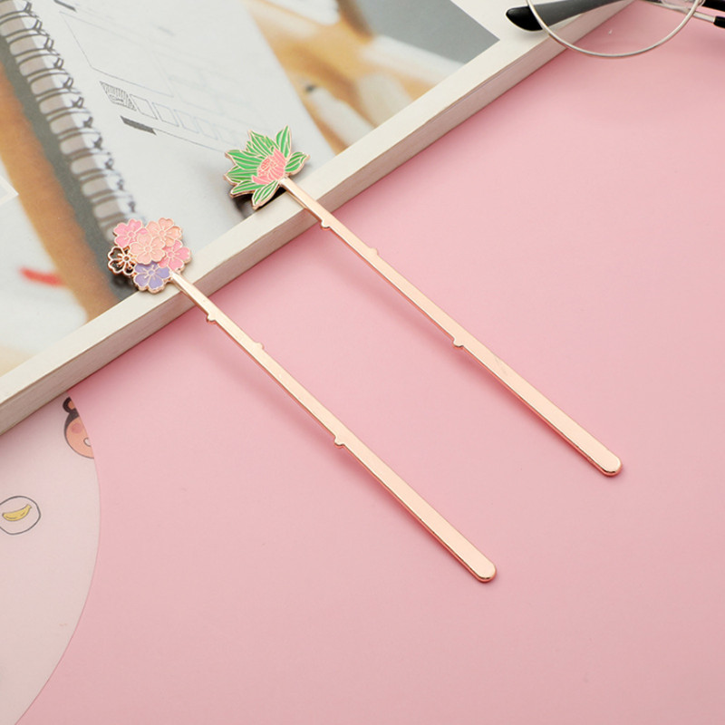 Kawaii Bookmark Exquisite Lotus Metalni slatki dodaci Knjiga Oznaka stranice Mapa Ured Školski pribor Pribor