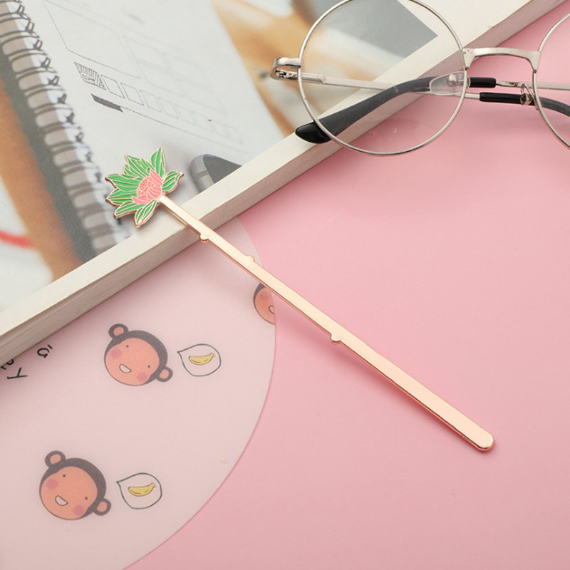 Kawaii Bookmark Exquisite Lotus Metalni slatki dodaci Knjiga Oznaka stranice Mapa Ured Školski pribor Pribor