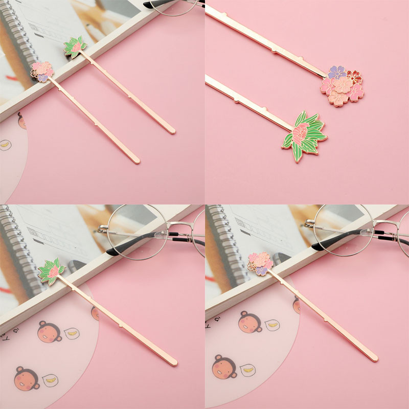 Kawaii Bookmark Exquisite Lotus Metalni slatki dodaci Knjiga Oznaka stranice Mapa Ured Školski pribor Pribor
