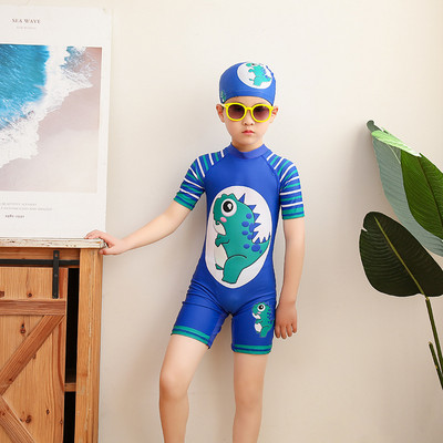 2021 Νέο ζεστό μονοκόμματο μαγιό για μικρά αγόρια με καπέλο ψάρι καρτούν εκτύπωση Παιδικό μαγιό Μαγιό Παιδικά ρούχα παραλίας